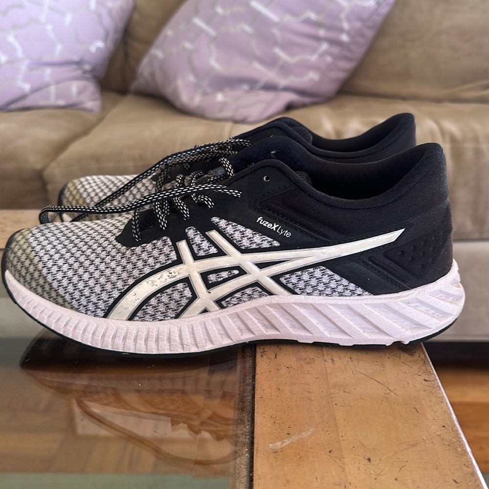 ASICS running shoes.